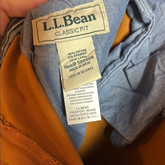 L.L. Bean Tan and Orange Chinos Relaxed Fit Cotton Blend - Picture 2 of 3
